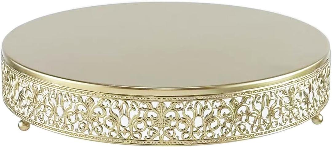 FEICTPOX Cake Stand, Metal Round Cupcake Dessert Stand Cake Display Holder Cookies Fruit Serving Tray Decor for Wedding Party Birthday Baby Showers Anniversary (14in, Gold)