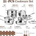 CAROTE 21pcs Tri-Ply Stainless Steel Cookware Set, Pots and Pans Set, Non Toxic Induction Kitchen Cooking Sets, Cookware Collection, Silver