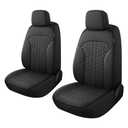 YGL Luxury PU Leather Car Seat Covers Front Set, Anti-Stain Interior Protector, Waterproof Auto Seat Covers for Cars, Trucks, Van, SUV, Pickup, Airbag Compatible (Black)