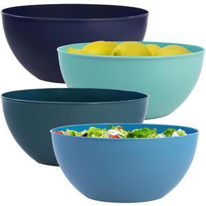 US Acrylic Vista Durable Plastic Salad and Serving 10-inch Bowls | Set of 4 in Coastal Colors | Reusable, BPA-free, Made in the USA | 135 oz. capacity