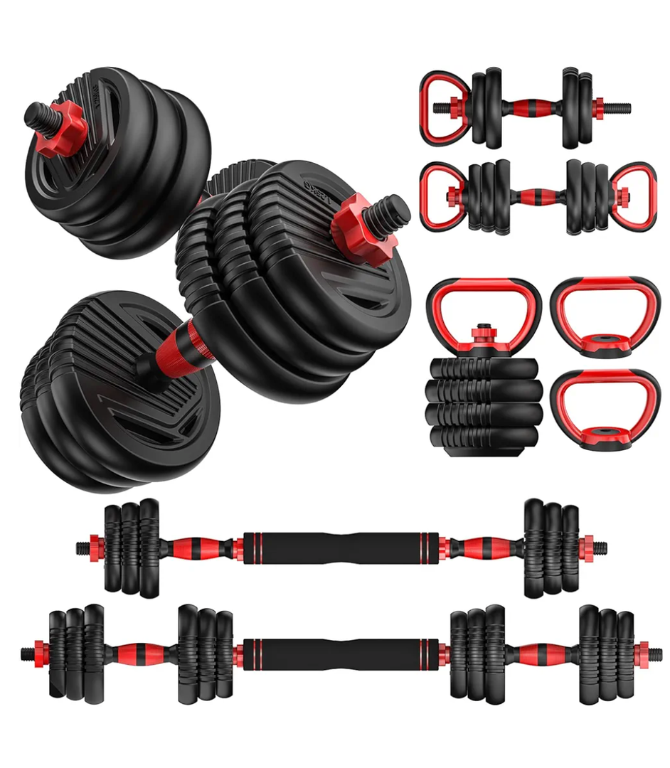 Adjustable Dumbbells, 10/25/35/55/70/90lbs Free Weight Set with Connector, 4 in1 Dumbbells Set Used as Barbell, Kettlebells, Push up Stand, Fitness Exercises for Home Gym Suitable Men/Women
