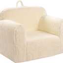 Kids Snuggly-Soft Sherpa Chair, Cuddly Toddler Foam Chair for Boys and Girls, Cream