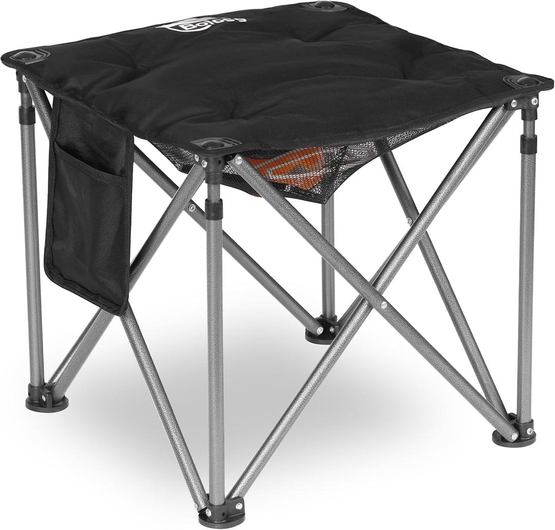 Bolosy Camping Stool Oversized Camping Foot Stool Ottoman 450 lbs Heavy Duty Camp Stool Padded Camping Chair Foot Rest Foldable Footrest (Single Pack, Black)