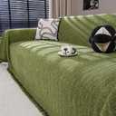 Nobildonna Chenille Couch Cover for Sofa Cover Washable Pet Scratch Couch Covers Tassel Sofa Slipcover for 2 Cushion Couch,Furniture Protector Blanket for Living Room,Yellow Green 71"x118"