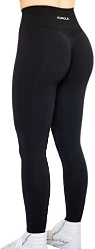 AUROLA Workout Leggings for Women Seamless Scrunch Tights Tummy Control Gym Fitness Girl Sport Active Yoga Pants, L