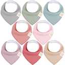 8-Pack Organic Baby Bandana Bibs for Girls - Super Absorbent Triangle Baby Bibs for Drooling and Teething Infant, 100% Cotton Extra Soft for Newborn, Infant 0-36 Months (Muted Pastel)