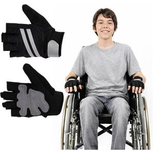 1 Pair Wheelchair Gloves for Men, Gloves for Wheelchair Users Women with Anti-Wear Foam Padding and Shock Absorption, Anti Vibration Gloves Breathable & Reflective, Wheelchair Accessories Large