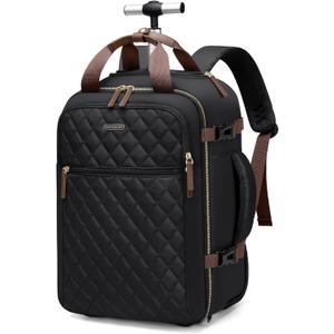 Rolling Backpack for Women,Travel Laptop Backpack with Wheels Roller Wheeled Backpack Underseat Carry On Luggage for Travel Business Trip,Fit 17Inch,Black
