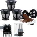 4 Pack Stainless Steel Mesh Refillable Coffee Pod Filter Reusable K Cups Coffee Pods with Spoon and Brush (Black)