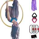 PRIOR FITNESS Aerial Hoop Set, Professional Circus Fitness Equipment with Complete Rigging Hardware Kit, Acrobatics Hanging Rings for Home, Yoga Dance Sling Kit (Hoop Dia:95cm-Tube Dia:32mm, Pink)