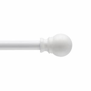 Kenney KN55251 Davenport Ball End Petite Café Decorative Window Curtain Rod, Size 28 inch" Adjustable Length, White Finish
