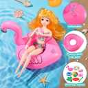 Chengu 6 Pcs Pool Floaties for Girl Dolls Swim Accessories Set Swimming Pool Floaties Party Ring Girl Dolls Cup Coasters Toys for 11.5" Swimming