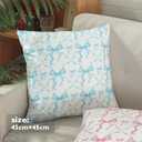 Snycler Blue Bow Pillow Covers 18x18 inch Set of 2 Room Decor Stuff Pillow Cases Cute Plush Bowknot Cushion Covers for Bedroom Couch Sofa