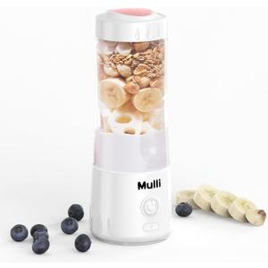 Mulli Portable Blender, USB Rechargeable Personal Mixer for Smoothie and Shakes, Mini Blender with Six Blades for Baby Food, Travel, Gym White