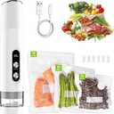 Compact Vacuum Sealer for Food, Cordless Handheld Vacuum Sealer Machine with 30 Reusable Bags, 1800mAh Rechargeable Portable Food Saver for Sous Vide, Meal Prep, Meat & Vegetables