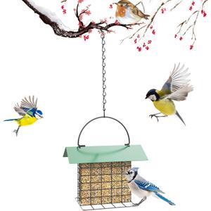 FLINTER Bird Feeder for Outdoors, Suet Feeder Hanging Bird Feeder, Adjustable Chain Hanging for Garden Yard Outside - Suet Cake Feeders to Attracting Birds