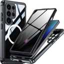 Magnetic Privacy Case for Samsung Galaxy S25 Ultra, Military Grade Protection, Fit for MagSafe, Anti Peep Privacy Screen Protector Soft Edge Full Camera Lens Protected Shockproof Anti Spy Phone Case (Black)