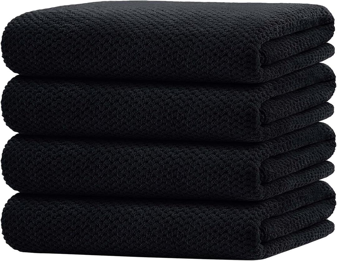 HOMEXCEL Bath Towel Set Pack of 4, 30 x 60 Inches Large Microfiber Bath Towels, Soft, Absorbent, and Quick Dry Towels for Bathroom, Pool, Beach, Swim, and Yoga, Large Bathroom Towels, Black