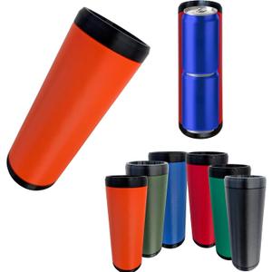 Double Tactical Reload Can Holder, Beerzooka Fits 2 Standard 12oz Cans, Made in USA, 3D-Printed Dual Drink Bottom Load Beverage Holder, Black Rim Design for Camping and Tailgating (Orange)