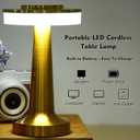 Riakrum 4 Pcs LED Portable Cordless Table Lamp with Touch Sensor 3 Color Stepless Dimming Rechargeable Battery up to 15 Hours Cordless Table Light Wireless Lamp for Nursery (Gold,Modern)