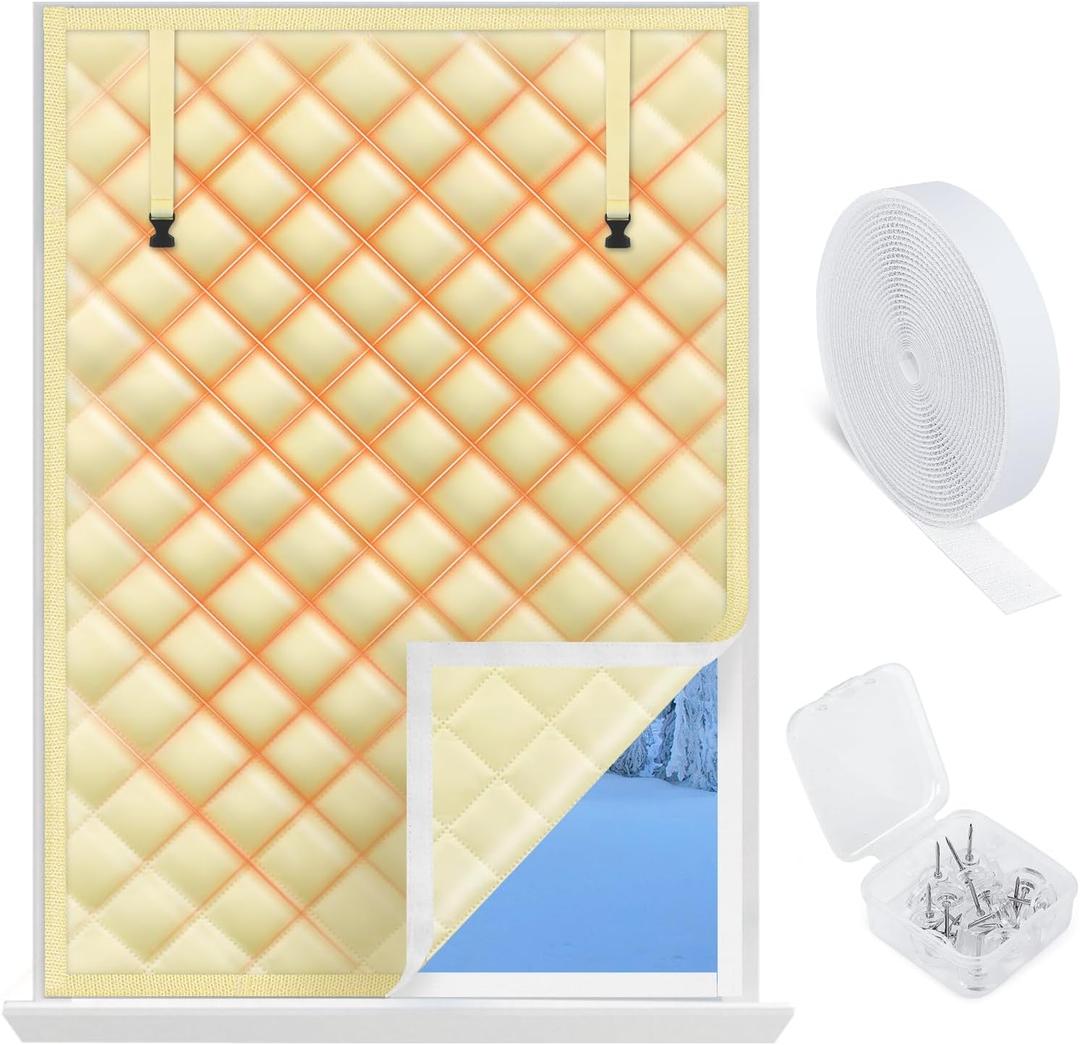 3 Layer 39" x 62" Thermal Insulated Window Cover,Oxford Windows Blanket Curtains Winterizing Kit Window Insulation for Winter Keeping Warm