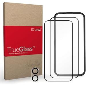 iCarez Tempered Glass Screen Protector for iPhone 16 Plus 6.7 inches 2024 [2-Pack] Case Friendly Full Coverage Tray installation Black Frame, Set of 2