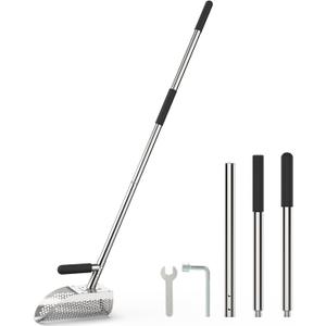 Sand Scoop for Metal Detecting with Long Handle, 304 Stainless Steel Shovel, Riveted & Welded Build  Rust-Resistant, Durable Beach Sand Sifter for Treasure Hunting