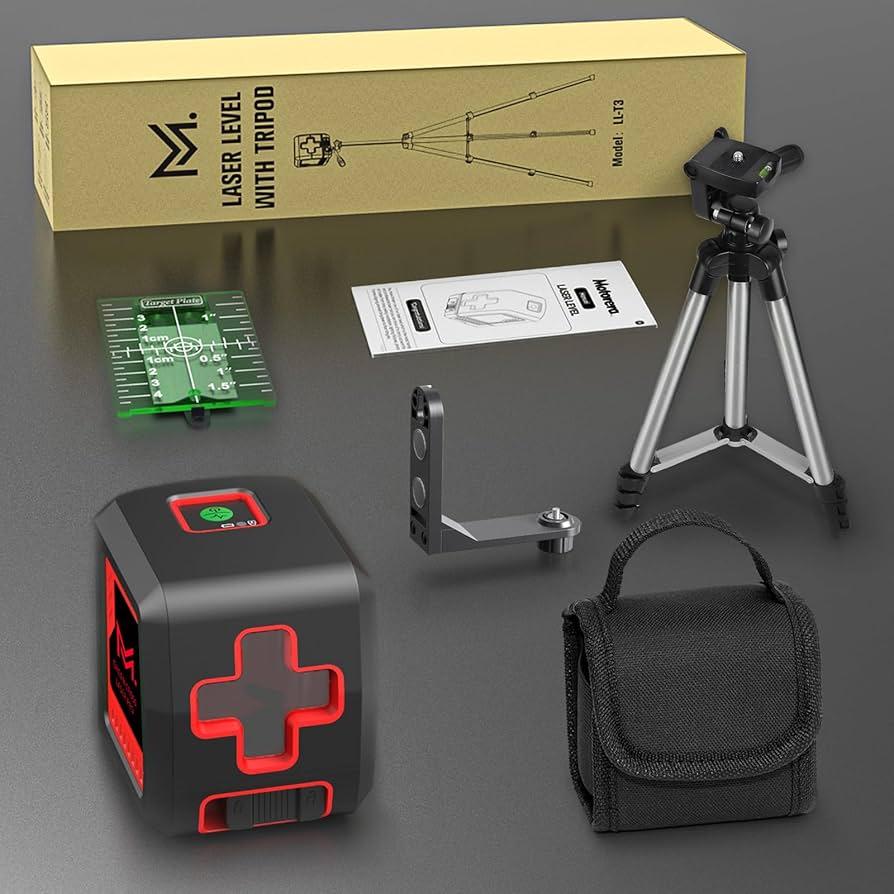 Lazer Leveler Tool Green Cross Line Laser Level With Tripod - 100ft For Construction