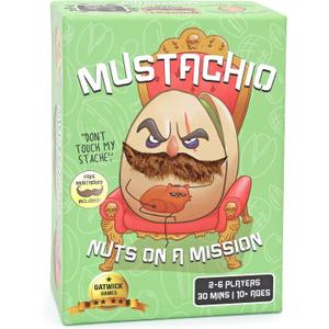 Mustachio- Mustaches Now Included, a Strategy Game of Trickery and Scheming Nuts, Funny Board Games for Teens and Family Night, Card Game for 2-6 Players