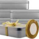 Coobbar Empty Metal Tins Box with Lid,6 Pack Stainless steel Tins Cans Storage Container for Treats, Gifts, Candle, Favors and Crafts, Silver (7 x 4.3 x 1.57 Inches)