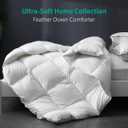 APSMILE Luxury All Season Down Feather Fibers Comforter Full/Queen Size Duvet Insert - 100% Organic Cotton, High Fill Power Medium Warmth, (Ivory White, 90X90)