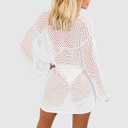Pink Queen Crochet Swimsuit Cover Up for Women 2025 Sexy Hollow Out Bikini Bathing Suit Coverup Knit Beach Swimwear Dress (White, M)