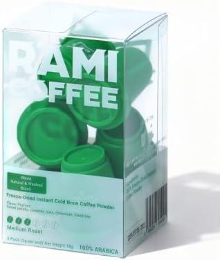 Rami Coffee Cold Brew Freeze Dried Instant Coffee Powder, Medium Roast 100% Arabica, 6 Portable Single Packets for Home Travel Backpacking Camping, Pack Of 2
