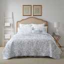 Laura Ashley Home - King Size Quilt Set, Cotton Reversible Bedding, Lightweight Home Decor for All Seasons (Spa Blue, King)