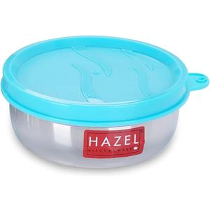 HAZEL Stainless Steel Container For Lunch Box & Kitchen Storage With Air Tight Lid Storage Containers For Kitchen Fridge Organizer, 300 ml, Silver (Set of 6