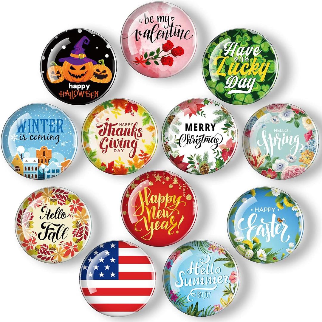 Set of 12 Refrigerator Magnets Glass Seasonal Magnets for St. Patrick's Day Irish Easter Spring Festival Fridge Decorative Magnet for Home Whiteboard Classroom Office
