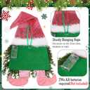 Knitgrip Christmas Lighted Wreath Gnome Xmas Gnome Door Wreath Artificial Santa Xmas Hanging Sign for Door Window Wall Decorations Farmhouse Christmas Home Decor(Pink)