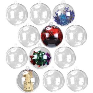 Iconikal 5 cm 12-Pack Fillable Clear Plastic Ball Ornaments, 2-Inch (50 mm) for DIY Crafts, Christmas & Holiday Decor