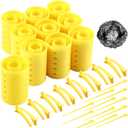 WILLBOND 141 Pieces Hair Rollers Set Include 60 Plastic Hair Rollers(Yellow,6 Sizes)