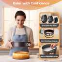 RFAQK 100pcs Cake Pan Sets for Baking + Cake Decorating Supplies: 3 Non-Stick Springform Pans Set (4, 7, 9 inches), Icing Tips, Cake Leveler Multi-functional Leak-Proof CheeseCake Pan & eBook
