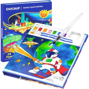 Paint with Water Coloring Books for Kids, Mess Free Watercolor Painting Kit Painting Activity for Kids Ages 3-5 4-8, Arts Crafts Drawing Gift Toy for Boy Girl (Dark Blue)