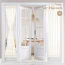 HOMEIDEAS Non-See-Through French Door Curtains Set of 2 for Front Door, Light Filtering Privacy Semi Sheer Window Curtains with Rod Pocket and Tie Back, Ivory, 26W X 72L Inch