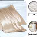 Silk Pillow Cases 2 Pack Soft Breathable and Sliky King Size Pillow Cases Set of 2,Natural Mulberry Silk Pillowcase Set of 2 for Hair and Skin with Hidden Zipper (Champagne,20"X 36",2pcs)