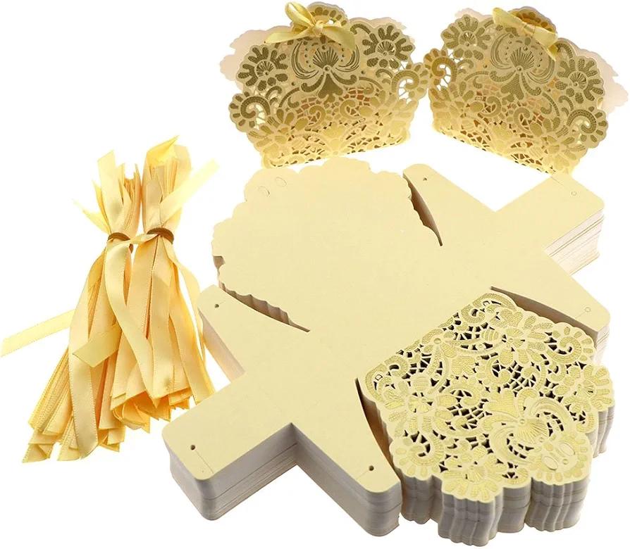 100pcs Luxury Wedding Favour Favor Sweet Cake Gift Candy Boxes Table Deco