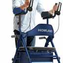 Upright Walkers for Seniors, Stand Up Rollator Walker with Adjustable Padded Armsupport & Seat, Folding Rolling Walker with 8'' Wheel Suitable for All Terrain, Blue