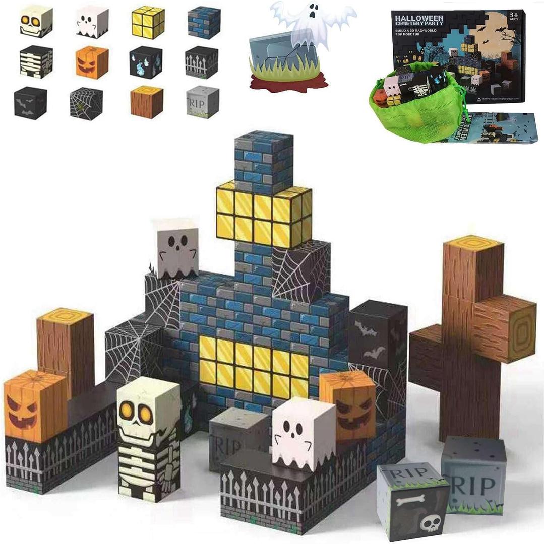 Magnetic Blocks Halloween Toys for Kids Skeleton Toy Spooky Town Building Magnetic Tiles Halloween Party Favors Gift for Boys Girls & Adults Magnetic Blocks Halloween Toys for Kids Skeleton Toy Spooky Town Building Magnetic Tiles Halloween Party Favors Gift for Boys Girls & Adults