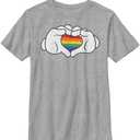Disney Characters Rainbow Love Boy's Heather Crew Tee (Large)