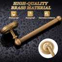 2 Pcs Antique Brass Toilet Paper Holder, Brass Towel Ring, Bathroom Wall Mount Vintage Gold Tissue Roll Holder & Hand Towel Ring, Exquisite Pattern Carving Bathroom Accessories(Round)