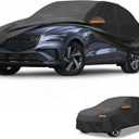 Car Cover Waterproof All Weather Sun Rain Protection Full Exterior Cover for Genesis GV70 190T-PU Black with Left Side Zippers