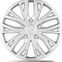 17 Inch Gloss Silver Sporty 10-Spoke Design Universal Wheel Covers Hubcaps for Steel Wheels, Set of 4, Patented Adjustable Snap-On Design, Tool-Free Install